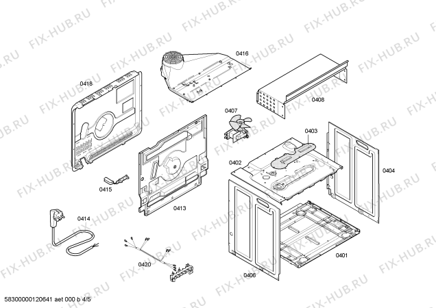 Взрыв-схема плиты (духовки) Bosch HBN41S521E Horno bosch indep.multif.blnc.c/minutero - Схема узла 04