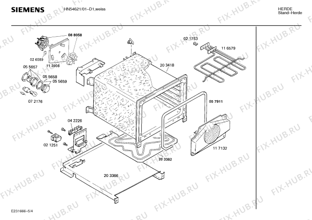 Схема №5 HN54621 с изображением Панель для духового шкафа Siemens 00283337