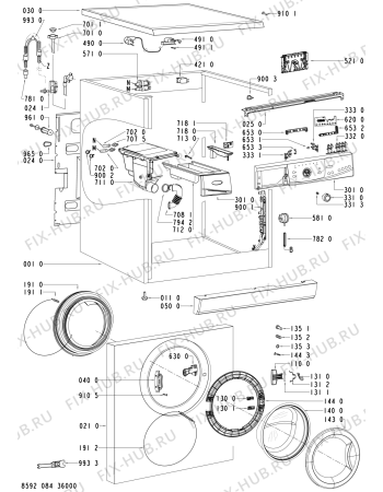 Схема №1 AWO/D 9562 S с изображением Кнопка, ручка переключения для стиралки Whirlpool 480111100679
