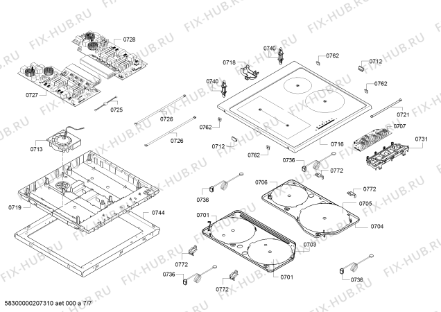 Взрыв-схема плиты (духовки) Siemens HA858543U - Схема узла 07