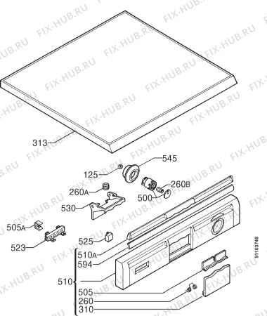 Взрыв-схема посудомоечной машины Zanussi DW6826M - Схема узла Command panel 037