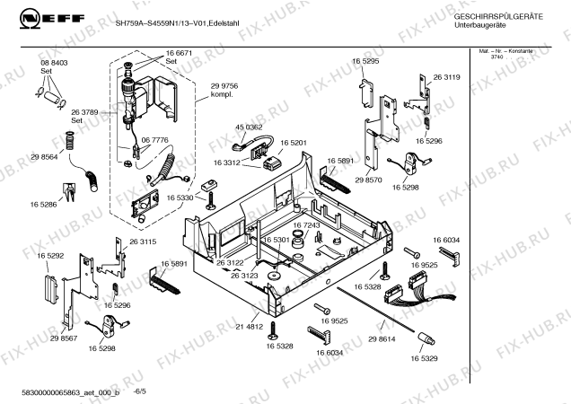 Взрыв-схема посудомоечной машины Neff S4559N1 SH759A - Схема узла 05