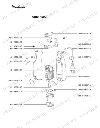 Взрыв-схема блендера (миксера) Moulinex ABE1R2(Q) - Схема узла TP000859.7P2