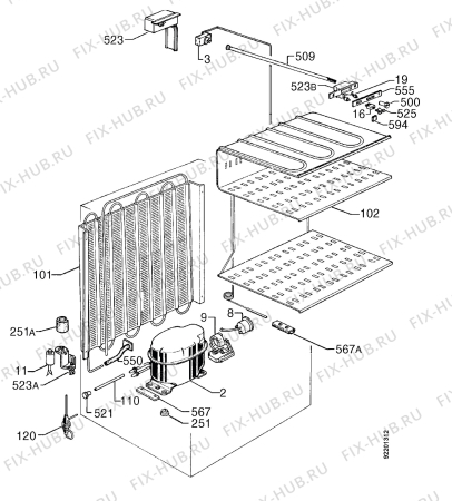 Взрыв-схема холодильника Electrolux EU1322T - Схема узла Cooling system 017
