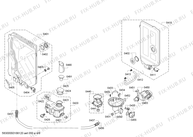 Взрыв-схема посудомоечной машины Bosch SMS58N62ME, ActiveWater Eco - Схема узла 04