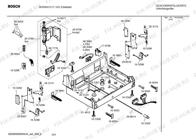 Взрыв-схема посудомоечной машины Bosch SHI59A15 - Схема узла 05