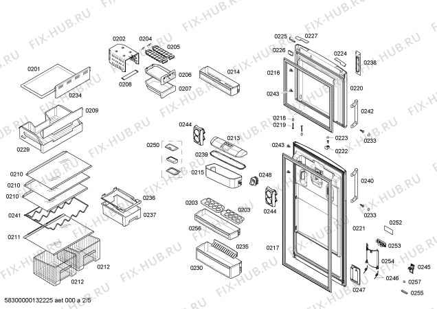 Схема №2 KDN49P00NE с изображением Дверь для холодильника Bosch 00247016