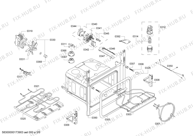 Взрыв-схема плиты (духовки) Bosch HBA63R250S Bosch - Схема узла 03