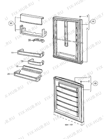 Взрыв-схема холодильника Electrolux ER3414B - Схема узла Doors