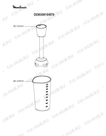 Взрыв-схема блендера (миксера) Moulinex DD830810/870 - Схема узла EP005653.4P2