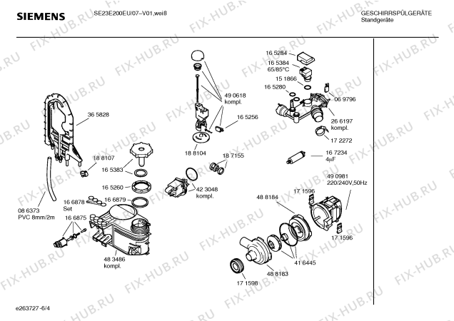 Взрыв-схема посудомоечной машины Siemens SE23E200EU - Схема узла 04