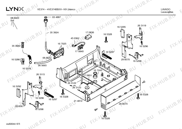 Взрыв-схема посудомоечной машины Lynx 4VE374BB VE374 - Схема узла 05