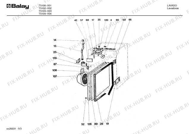 Взрыв-схема стиральной машины Balay T5100 - Схема узла 03
