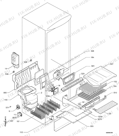 Взрыв-схема холодильника Zanussi ZC24/10F - Схема узла Cooling system 017