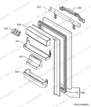 Взрыв-схема холодильника Aeg SKE5822VAF - Схема узла Door