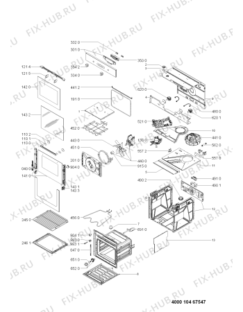 Схема №1 FP 310/IX с изображением Дверца для плиты (духовки) Whirlpool 481010409863