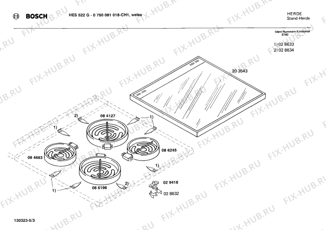 Взрыв-схема плиты (духовки) Bosch 0750081018 HES 522 G - Схема узла 03