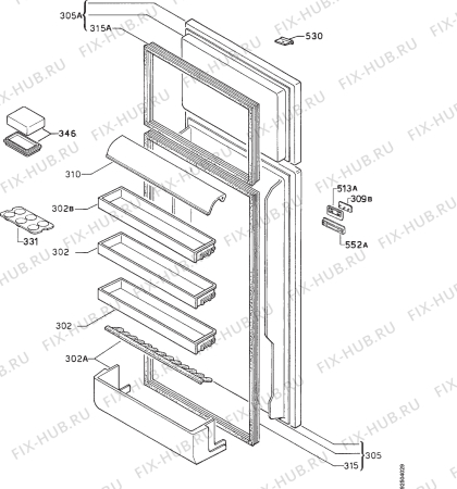 Взрыв-схема холодильника Zanussi ZR230/2TN - Схема узла Door 003