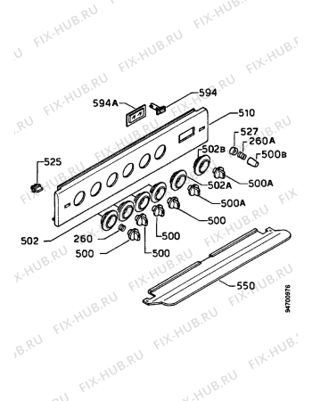 Взрыв-схема плиты (духовки) Zanussi ZC605M - Схема узла Command panel 037