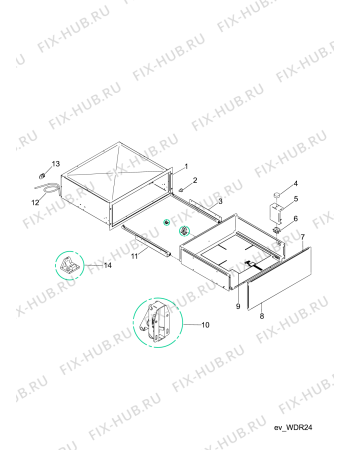 Схема №1 DK14XUK (F076726) с изображением Ящик для плиты (духовки) Indesit C00289221
