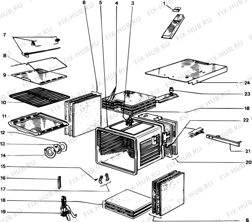 Взрыв-схема плиты (духовки) SCHOLTES F2800BLANC (F011195) - Схема узла