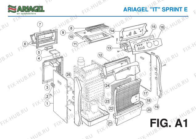 Взрыв-схема кондиционера Ariagel SPRINT E - Схема узла 2