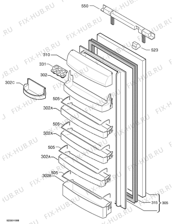 Взрыв-схема холодильника Juno Electrolux JRG90125 - Схема узла Door 003