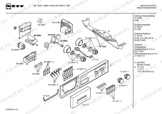 Схема №3 W4210B1GB GB-5042.IBR с изображением Инструкция по эксплуатации для стиральной машины Bosch 00516959