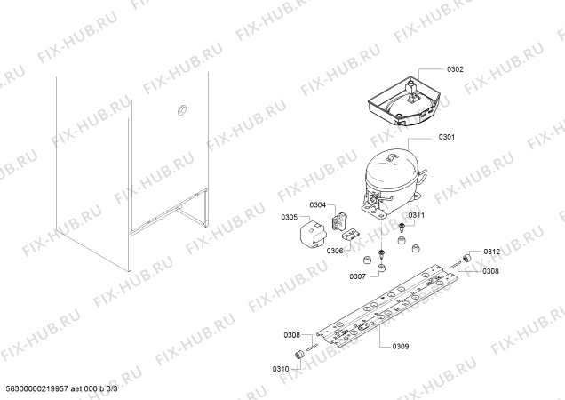 Взрыв-схема холодильника Bosch KGV36XW2OR, Bosch - Схема узла 03