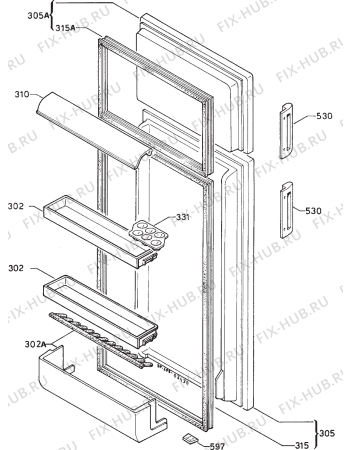 Взрыв-схема холодильника Elektro Helios KF2367 - Схема узла Door 003