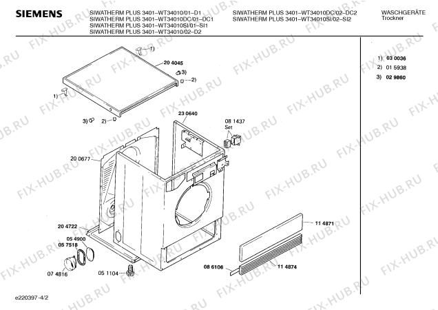 Схема №3 WT34010DC с изображением Панель для электросушки Siemens 00270018