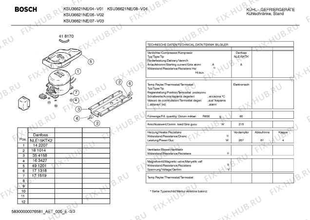 Схема №1 KSU32621NE с изображением Инструкция по эксплуатации для холодильника Bosch 00587691