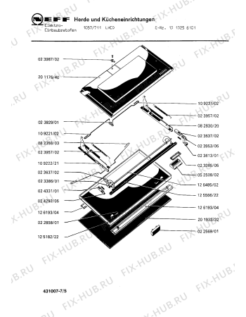 Взрыв-схема плиты (духовки) Neff 1313256101 1057/711LHCD - Схема узла 05