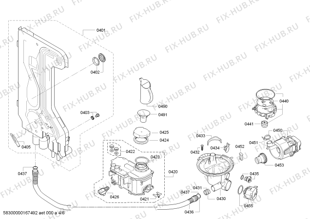 Взрыв-схема посудомоечной машины Bosch SMS50L02EX SilencePlus - Схема узла 04
