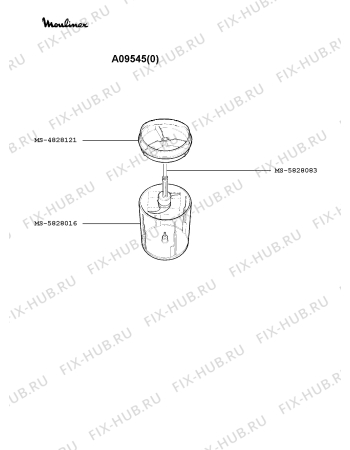 Взрыв-схема блендера (миксера) Moulinex A09545(0) - Схема узла 4P001130.8P2