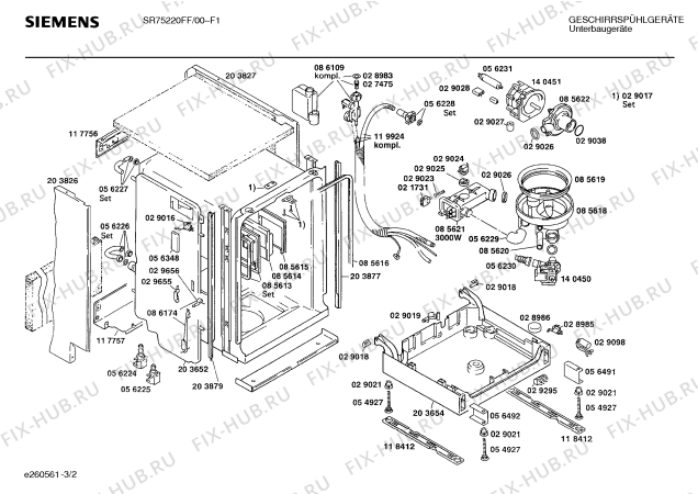 Взрыв-схема посудомоечной машины Siemens SR75220FF - Схема узла 02