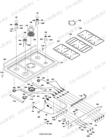 Взрыв-схема плиты (духовки) Electrolux EKM10420X - Схема узла Section 1