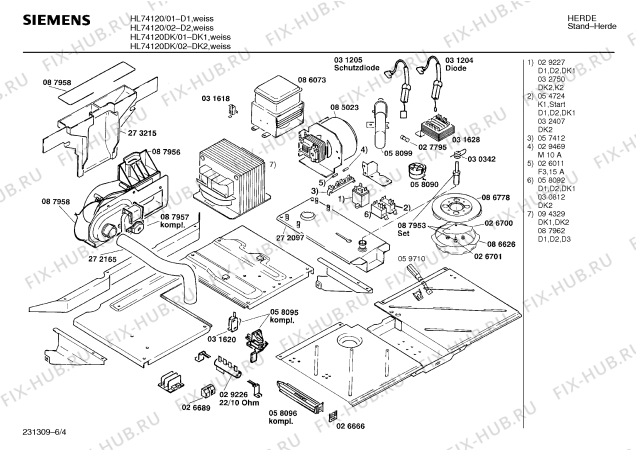 Взрыв-схема плиты (духовки) Siemens HL74120DK - Схема узла 04