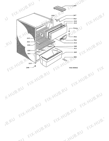 Взрыв-схема холодильника Electrolux QHK2-104/G - Схема узла Housing 001