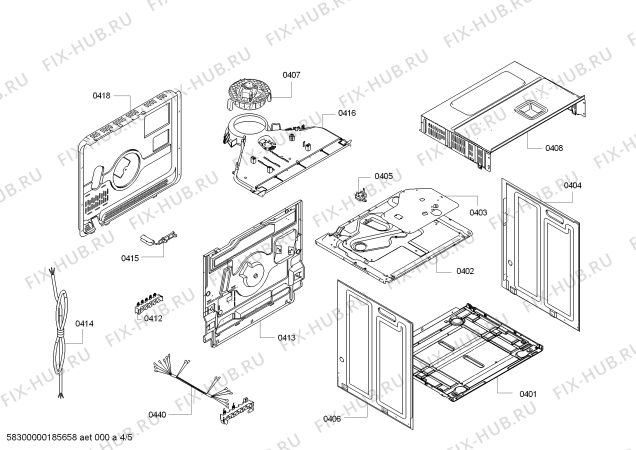 Взрыв-схема плиты (духовки) Bosch HBA42R350E H.BO.NP.L2D.IN.GLASS.B3/.X.E0_TIF/ - Схема узла 04