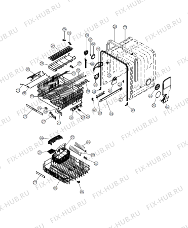 Взрыв-схема посудомоечной машины Cylinda DM820 RF Avh (700153, DW90.1) - Схема узла 02