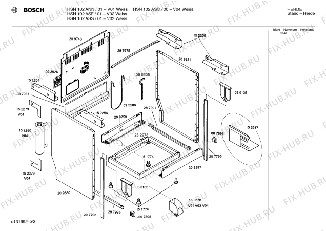 Взрыв-схема плиты (духовки) Bosch HSN102ASF - Схема узла 02