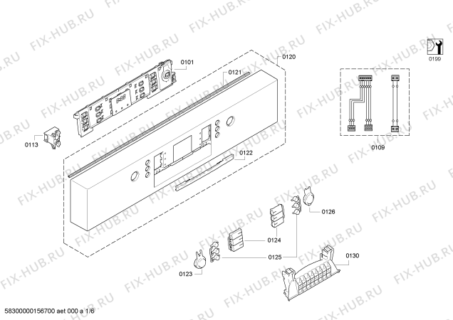 Схема №5 SMD69M54EU с изображением Передняя панель для посудомойки Bosch 00702795