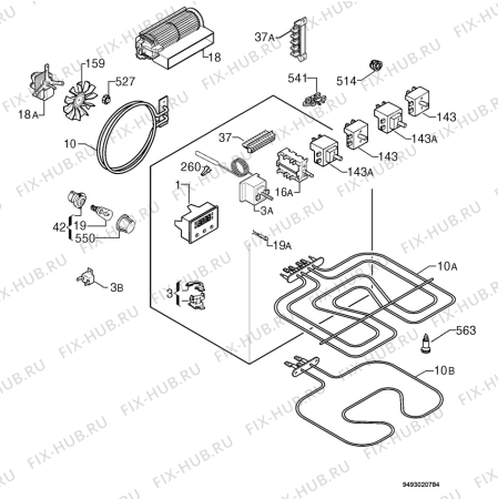 Взрыв-схема плиты (духовки) Zanussi ZOU884B - Схема узла Electrical equipment 268