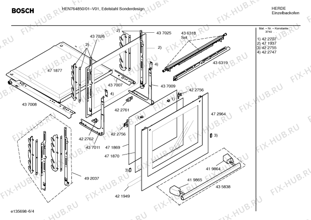 Схема №2 HEN764850 с изображением Панель управления для духового шкафа Bosch 00439061