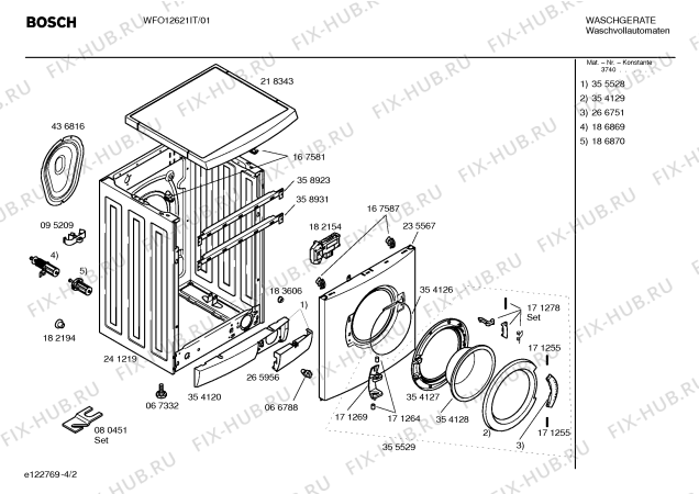 Взрыв-схема стиральной машины Bosch WFO1262IT Maxx WFO 1262 - Схема узла 02