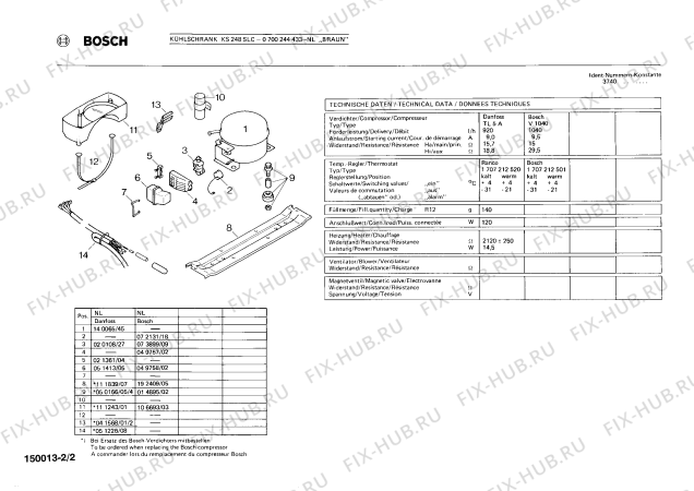 Взрыв-схема холодильника Bosch 0700244433 KS248SLC - Схема узла 02