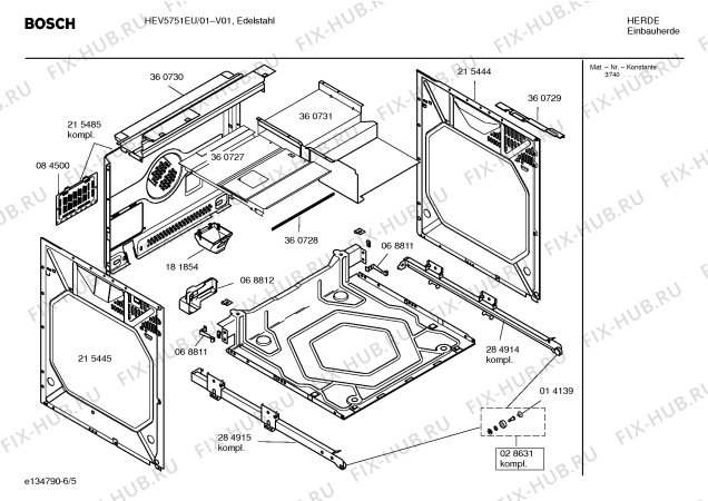 Схема №2 HEV5751EU с изображением Инструкция по эксплуатации для плиты (духовки) Bosch 00584181