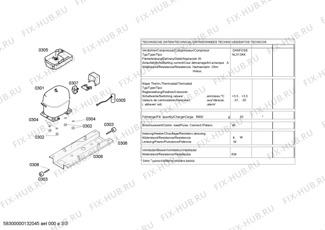 Взрыв-схема холодильника Bosch KGV39V63 - Схема узла 03