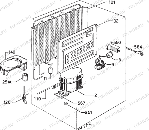 Взрыв-схема холодильника Zanussi ZFC55LE - Схема узла Cooling system 017